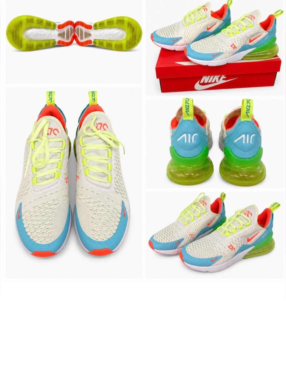 Nike Air Max 270 White Blue Green Orange Women's Running Sneakers EUC - Picture 4 of 4